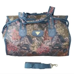 80s Riviera Floral Tapestry Duffle Bag